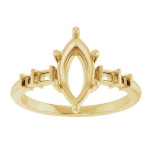 14K Yellow Gold 11x5.5 mm Marquise Ring Mounting – image 6