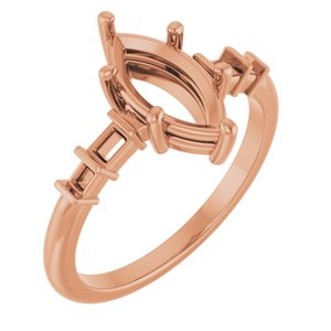 14K Rose Gold 11x5.5 mm Marquise Ring Mounting – image 2