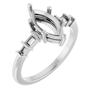 Sterling Silver 11x5.5 mm Marquise Ring Mounting – image 2