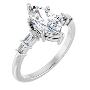 18K White Gold 11x5.5 mm Marquise Ring Mounting