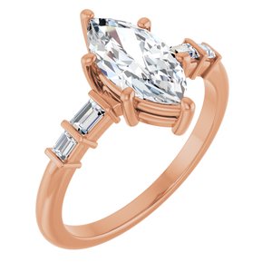 14K Rose Gold 11x5.5 mm Marquise Ring Mounting
