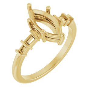 18K Yellow Gold 11x5.5 mm Marquise Ring Mounting – image 2