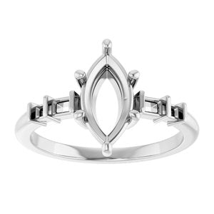 14K X1 White Gold 10.5x5.5 mm Marquise Ring Mounting – image 6