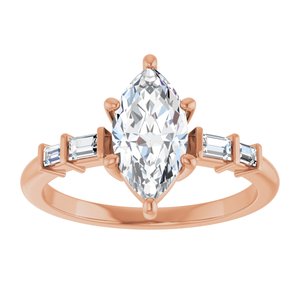 10K Rose Gold 10.5x5.5 mm Marquise Ring Mounting – image 5