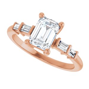 10K Rose Gold 7x5 mm Emerald Ring Mounting – image 8