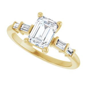 14K Yellow Gold 7x5 mm Emerald Ring Mounting – image 8