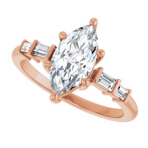 10K Rose Gold 11x5.5 mm Marquise Ring Mounting – image 8