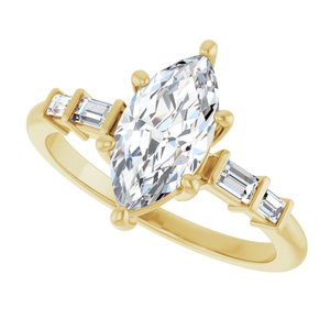 10K Yellow Gold 11x5.5 mm Marquise Ring Mounting – image 8