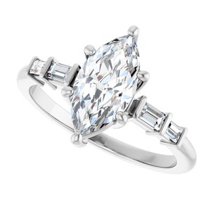 14K White Gold 11x5.5 mm Marquise Ring Mounting – image 8