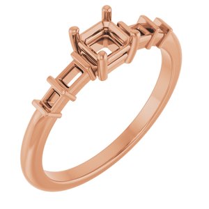 10K Rose Gold 4x4 mm Asscher Ring Mounting – image 2