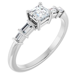 Continuum Sterling Silver 4x4 mm Asscher Ring Mounting