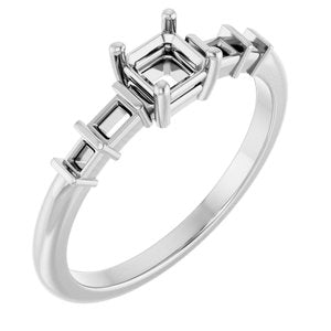 14K White Gold 4x4 mm Asscher Ring Mounting – image 2