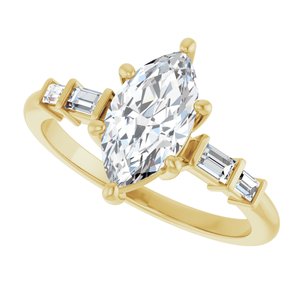10K Yellow Gold 10.5x5.5 mm Marquise Ring Mounting – image 8