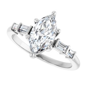 14K X1 White Gold 10.5x5.5 mm Marquise Ring Mounting – image 8