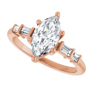 18K Rose Gold 10.5x5.5 mm Marquise Ring Mounting – image 8