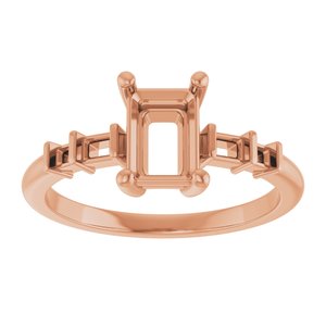 10K Rose Gold 7x5 mm Emerald Ring Mounting – image 6