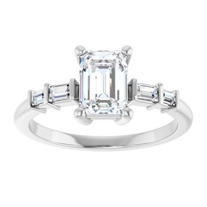 14K X1 White Gold 7x5 mm Emerald Ring Mounting – image 5