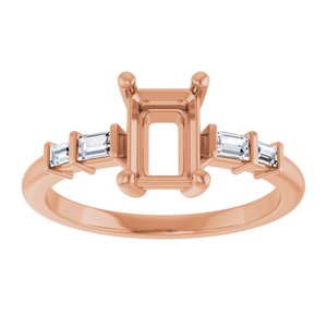 14K Rose Gold 7x5 mm Emerald 1/6 CTW Lab-Grown Diamond Semi-Set Ring – image 6