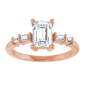 14K Rose Gold 7x5 mm Emerald Ring Mounting – image 5