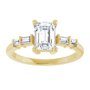 14K Yellow Gold 7x5 mm Emerald 1/6 CTW Natural Diamond Semi-Set Ring – image 5
