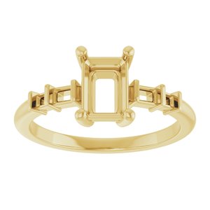10K Yellow Gold 7x5 mm Emerald Ring Mounting – image 6
