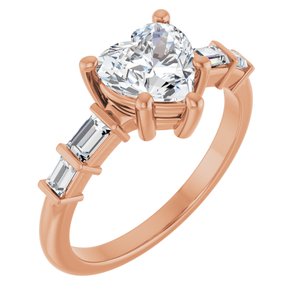 18K Rose Gold 7x7 mm Heart Ring Mounting