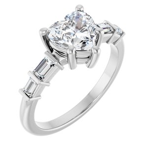 14K X1 White Gold 7x7 mm Heart Ring Mounting