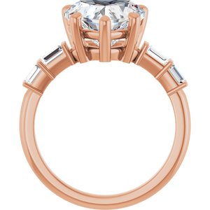 10K Rose Gold 10x10 mm Heart Ring Mounting – image 3