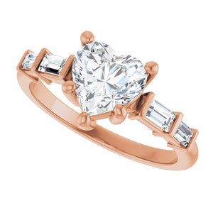 18K Rose Gold 7x7 mm Heart Ring Mounting – image 8