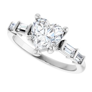 10K White Gold 7x7 mm Heart Ring Mounting – image 8