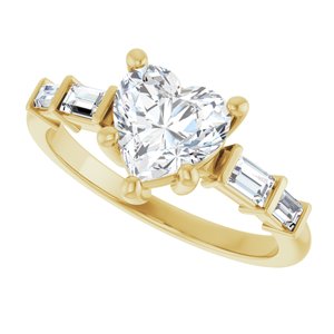 10K Yellow Gold 7x7 mm Heart Ring Mounting – image 8