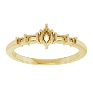 18K Yellow Gold 4.25x2.25 mm Marquise Ring Mounting – image 6