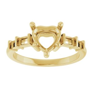10K Yellow Gold 7x7 mm Heart Ring Mounting – image 6