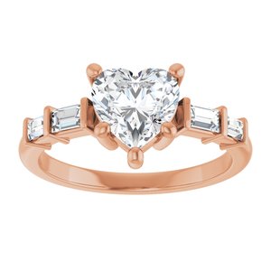 18K Rose Gold 7x7 mm Heart Ring Mounting – image 5