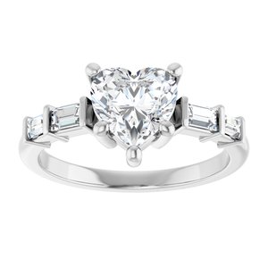 14K X1 White Gold 7x7 mm Heart Ring Mounting – image 5