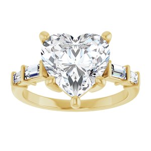 14K Yellow Gold 10x10 mm Heart Ring Mounting – image 5