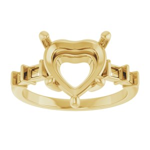 14K Yellow Gold 10x10 mm Heart Ring Mounting – image 6