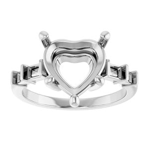 18K White Gold 10x10 mm Heart Ring Mounting – image 6