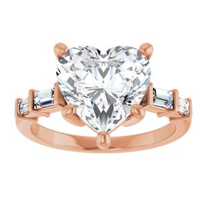 10K Rose Gold 10x10 mm Heart Ring Mounting – image 5