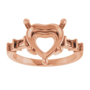 10K Rose Gold 10x10 mm Heart Ring Mounting – image 6