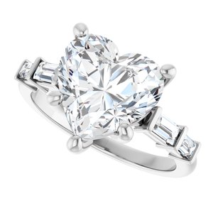 18K White Gold 10x10 mm Heart Ring Mounting – image 8