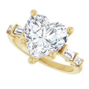 14K Yellow Gold 10x10 mm Heart Ring Mounting – image 8