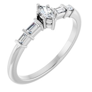 14K White Gold 4.25x2.25 mm Marquise Ring Mounting