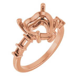 10K Rose Gold 10x10 mm Heart Ring Mounting – image 2