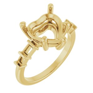 14K Yellow Gold 10x10 mm Heart Ring Mounting – image 2
