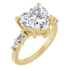 14K Yellow Gold 10x10 mm Heart Ring Mounting