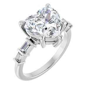 10K White Gold 10x10 mm Heart Ring Mounting