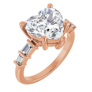 10K Rose Gold 10x10 mm Heart Ring Mounting