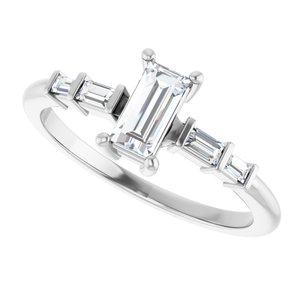 10K White Gold 6x3 mm Straight Baguette Ring Mounting – image 8