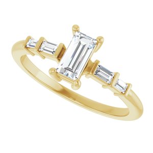 10K Yellow Gold 6x3 mm Straight Baguette Ring Mounting – image 8
